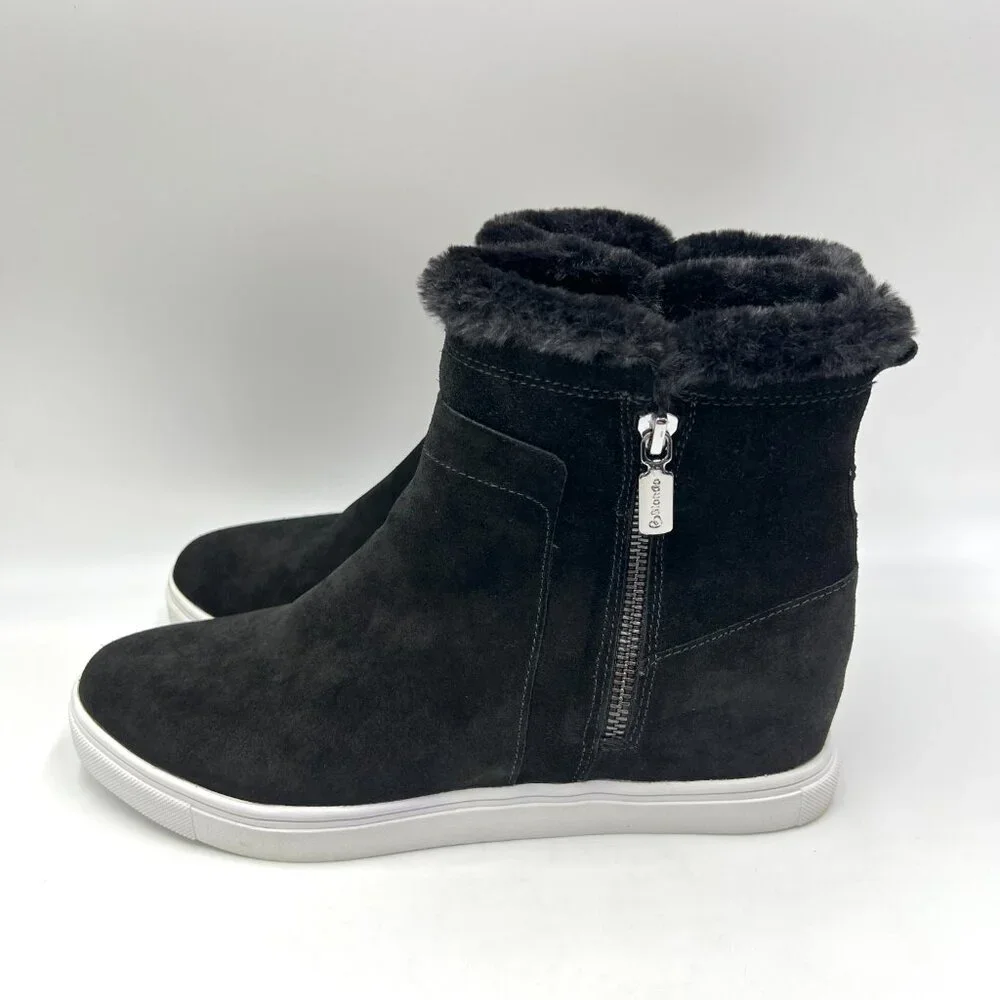 Blondo Size‎ 9.5 Glade Black Suede Leather Waterproof Hi Top Sneakers Booties